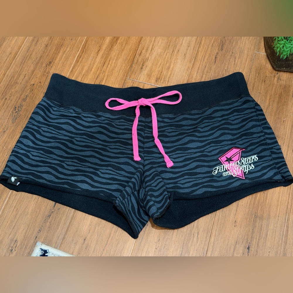 Famous Stars & Straps Black and Gray Zebra Print Shorts